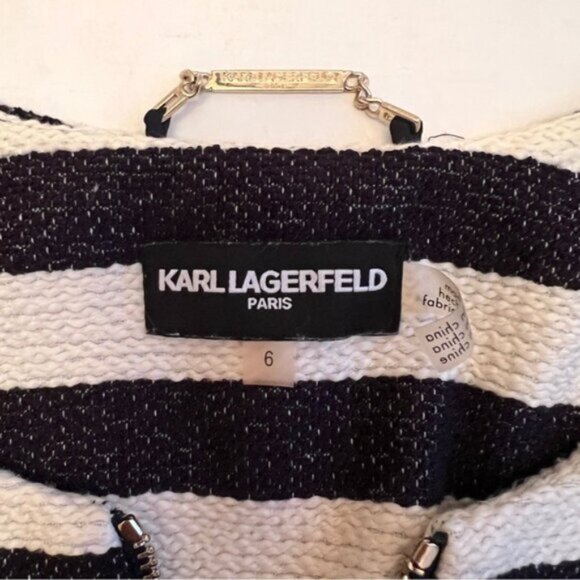 Karl Lagerfeld *  Paris Woman's Tweed  Suit Jacket Blazer Striped Size 6 - Picture 9 of 11